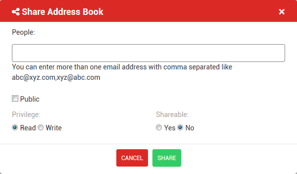 Share Dialog Box